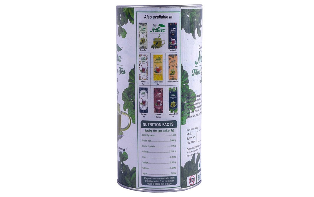 Crave Natura Mint Green Tea Sticks   Container  40 grams